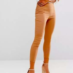 ASOS high waisted skinny dress crop pants size US 2 camel tan
